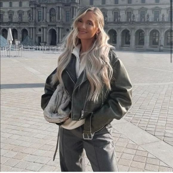 ZARA VIRAL FAUX LEATHER CROP JACKET - Picture 4 of 10